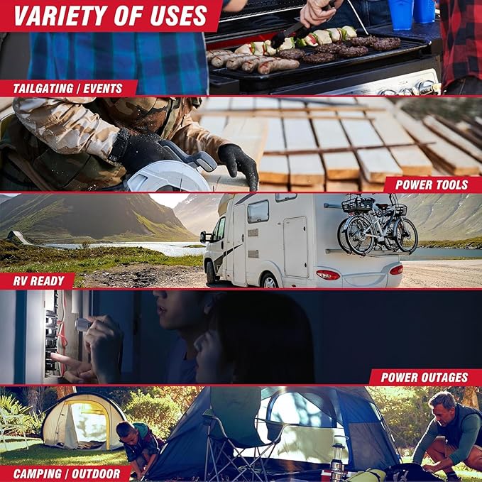 A-iPower Portable Inverter Generator Gas, 4300W RV Ready, EPA & CARB Compliant CO Sensor, Portable Light Weight With Telescopic Handle For Backup Home Use, Tailgating & Camping (SUA4300i)