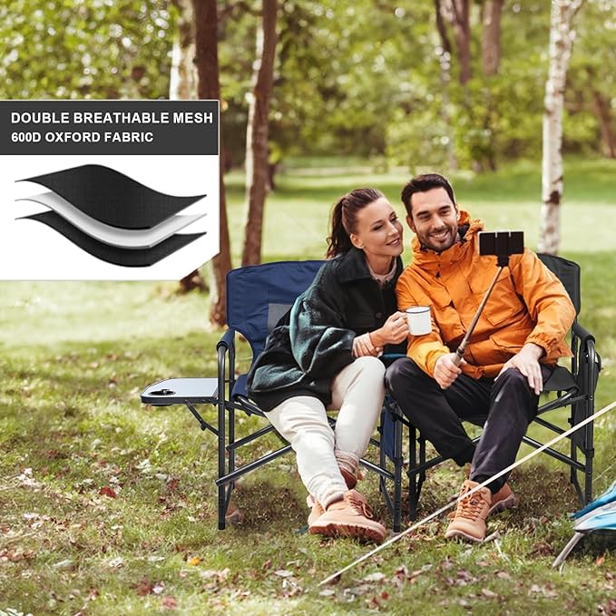 Camping Chairs, Folding Chairs for Outside, Directors Chairs Foldable Adults Heavy Duty,Support to 450LBS