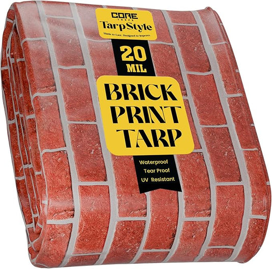 Core Tarps Extreme Heavy Duty 20 Mil Tarp Cover, Waterproof, UV Resistant, Rip and Tear Proof, Poly Tarpaulin with Reinforced Edges for Roof, Camping, Patio, Pool, Boat (Bricks/Black 30′ X 30′)