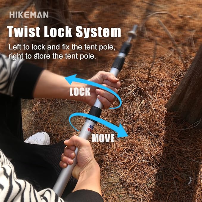 HIKEMAN Tent Poles Camping Poles for Tarp Awning Canopy Porch Sun Sails Tarpaulin Headroom Aluminium Adjustable Telescoping