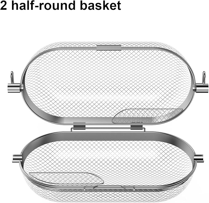 Rotisserie Grill Basket for Napoleon Grill,64000 BBQ Accessories Fit Most Spit Rods of Grills Rotisserie,Stainless Steel