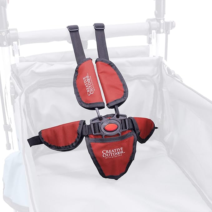 Creative Outdoor Push Pull Collapsible Stroller Wagon for Kids with Canopy,150lbs Weight Capacity, Folding Cart, Titanium Series Plus, Beach, Park, Garden (Red & Grey)