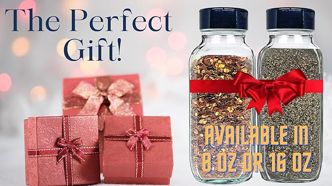 JARMING COLLECTIONS Glass Spice Jars with Shaker Lids - Spice Jars 8oz for Food Storage, Spice Containers for Kitchen Organization and Storage, Glass Organizing Bottles (French Square 8oz Blackx3)