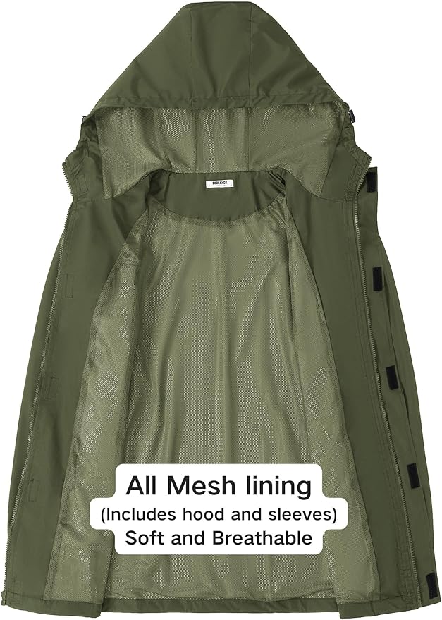 COOFANDY Men's Rain Jacket Waterproof With Hood Lightweight Packable Shell Raincoat Windbreaker For Cycling Golf Travel