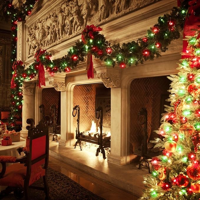 Extra-Long String Lights Outdoor Indoor, 200 LED Upgraded Super Bright Christmas Lights, Waterproof 8 Modes Plug in Clear Wire Fairy Light for Bedroom Party Wedding Garden Patio Tree (Red & Green)