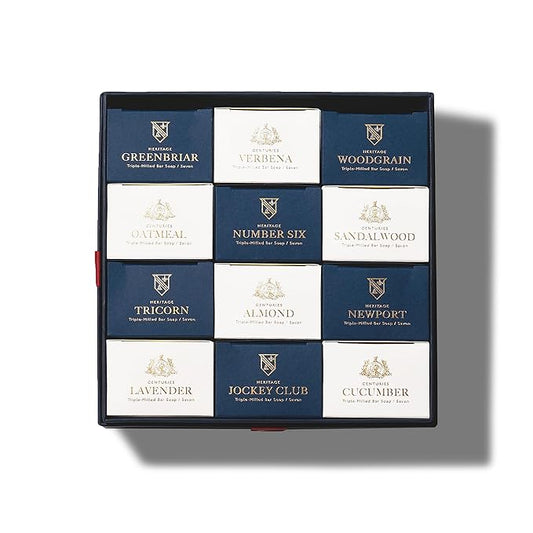 Caswell-Massey Natural Bar Soap for Men & Women, Moisturizing Body Soap Bar for All Skin Types, Made with Essential Oils & Plant-Based Formula for Soft Skin, Multi Scents, 12 Bars x 5.8 oz Gift Set