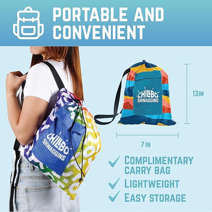 Chillbo Shwaggins Inflatable Couch – No-Pump Setup, Ripstop Polyester, Stability Pegs, Fun Prints, Portable Air Lounger for Beach, Camping, Festivals, and Tailgating - Desert Daydream