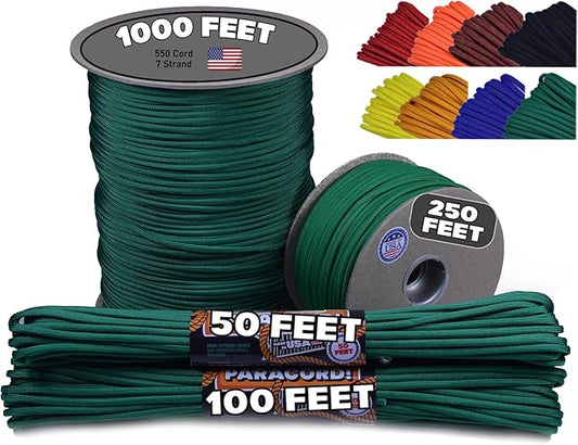 BORED? PARACORD! 550 lb Paracord - Ideal for Crafting, Camping, DIY Projects, Active & Military Outdoors - Strong Survival Rope - Tactical Parachute Cord Type III - Light Tan 250 Feet