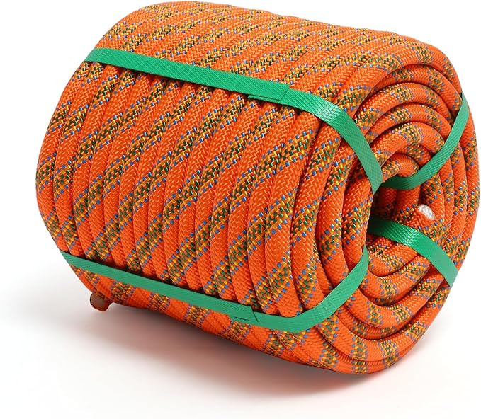 Climbing Rope, 1/2 Inch x 200 Feet Double Braided Arborist Rope Polyester for Outdoor, Climbing, Hiking, Swing, Tree Work, Halyard, Sailing etc(Orange)