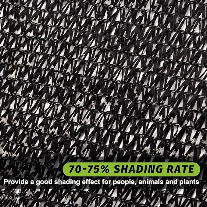 Garden expert 75% Black Shade Cloth 10x15FT Taped Edge with Grommets Sun Net Mesh for Garden Patio Backyard UV-Resistant