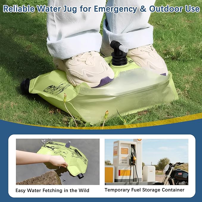 Camping Water Jug 2.1 Gallon Collapsible Water Container Portable Water Bag for Travel Outdoor Hiking BPA Free Lightweight (Green (2.1 Gal), 4)