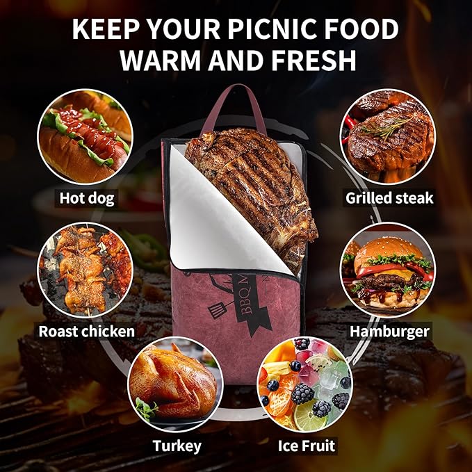 IIFONII BBQ Blanket for Resting Meat, Meat Resting Bag for Smoking, Reusable BBQ Resting Blanket, Insulated Meat Resting Blanket with Wide Capacity for Large Brisket/Beef, Smokers, Outdoor Activities