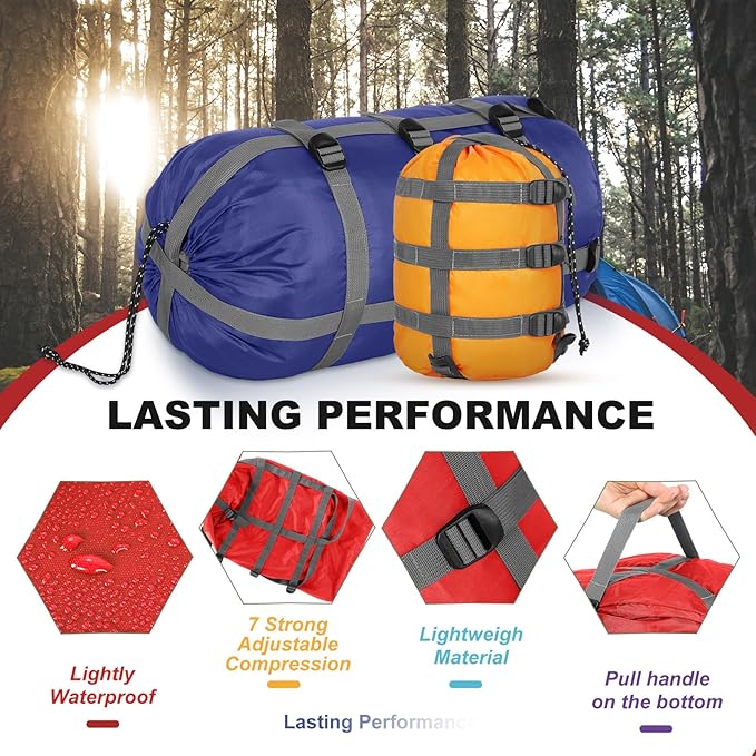 5 Pack Compression Stuff Sack 5 Assorted Size Sleeping Bag Stuff Sack Ultralight Sleeping Bag Cover Space Saving Gear for Travel Outdoor Camping Hiking Backpacking
