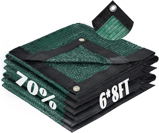 Cool Area 70% Sun Shade Cloth Mesh Tarp with Grommets for Plant Cover 6x8ft Patio Canopy Garden Pergola Greenhouse Car Barn Kennel Green
