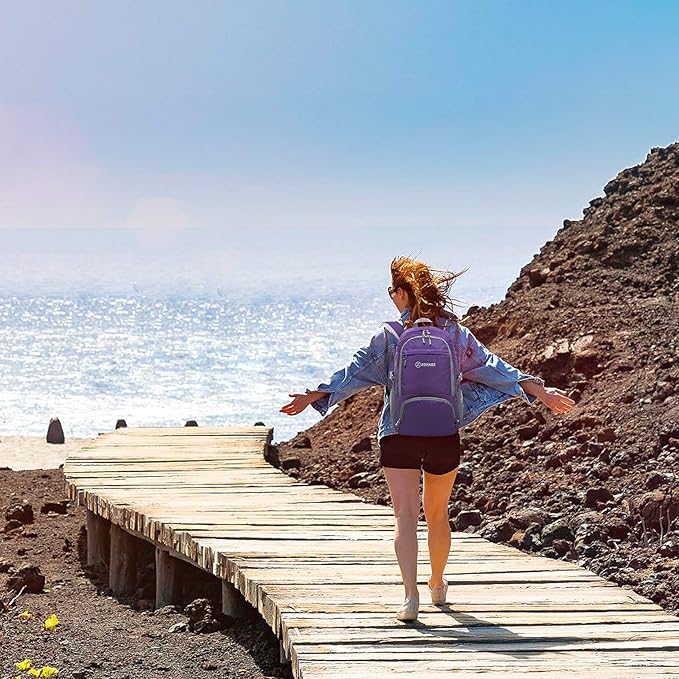 ZOMAKE Lightweight Packable Backpack 30L - Foldable Hiking Backpacks Water Resistant Compact Folding Daypack for Travel(Purple)