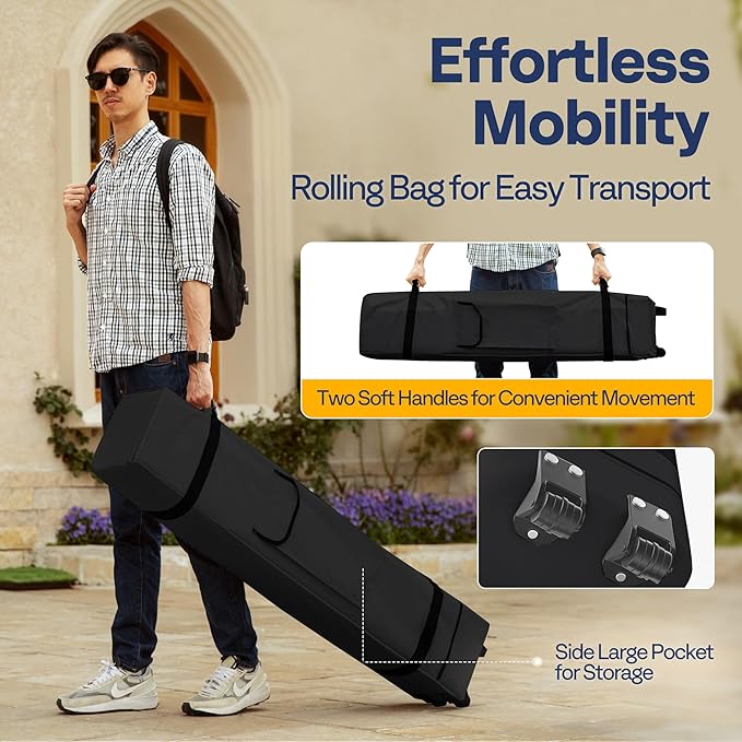 VIVOHOME 8x8ft Easy Pop-Up Canopy, Outdoor Screen Tent with Mosquito Netting, 2 Zipper Doors, and Roller Bag for Yard Camping Picnic Party Events, White