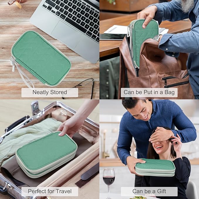 FYY Electronic Organizer, Travel Cable Organizer Bag Pouch Electronic Accessories Carry Case Portable Waterproof Double Layers All-in-One Storage Bag for Cable, Cord, Charger, Phone,-Pattern Green(M)