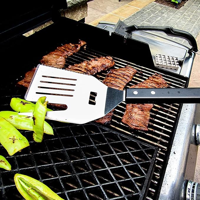 Boss 5 in 1 Grill Spatula with Knife, Fork, Bottle Opener and Turner BBQ Tools. All in One Grill Accessories Set for Outdoor Grills. 18 inch Grilling Accessories BBQ Set (Black)