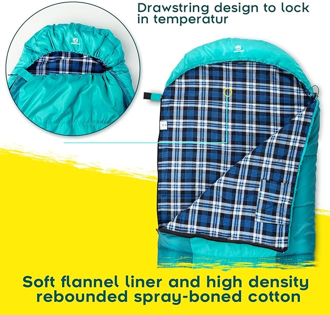 Bessport Sleeping Bag Winter | Flannel Lined 18℉ - 32℉ Extreme 3-4 Season Warm & Cool Weather Adult Sleeping Bags Large | Lightweight, Waterproof for Camping, Backpacking, Hiking