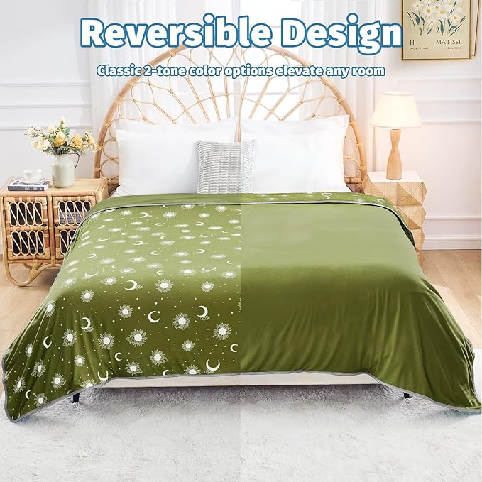 inhand Cooling Blanket Queen Size (90"x90") - Cooled Blankets for Hot Sleepers Lightweight Breathable Summer Blanket for Sleeping Night Sweats to Keep Cool in The Heat -Wild Fern Green