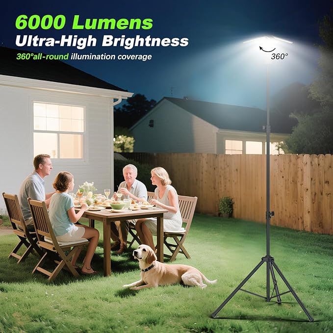 Camping Lights with Remote & Stand 8.2 Ft,14000 mAh Rechargeable Camping Lantern Tent Light, 6000 Lumen Magnetic Work Light,Portable Outdoor Light for Hiking,Camping,Emergency,Power Outages