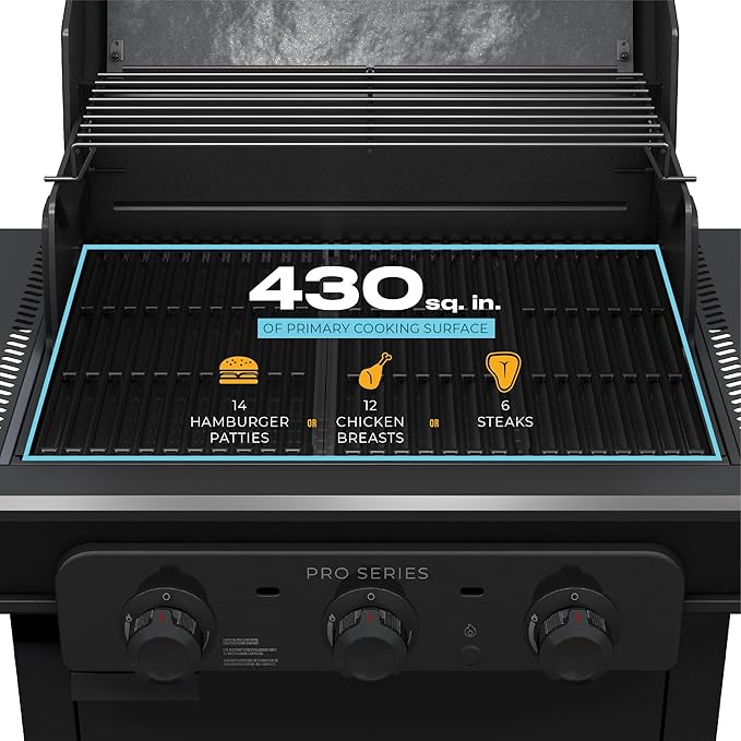 Char-Broil® Pro Series™ with Amplifire™ Technology 3-Burner Propane Gas Grill and Griddle Cabinet, Black - 463365124