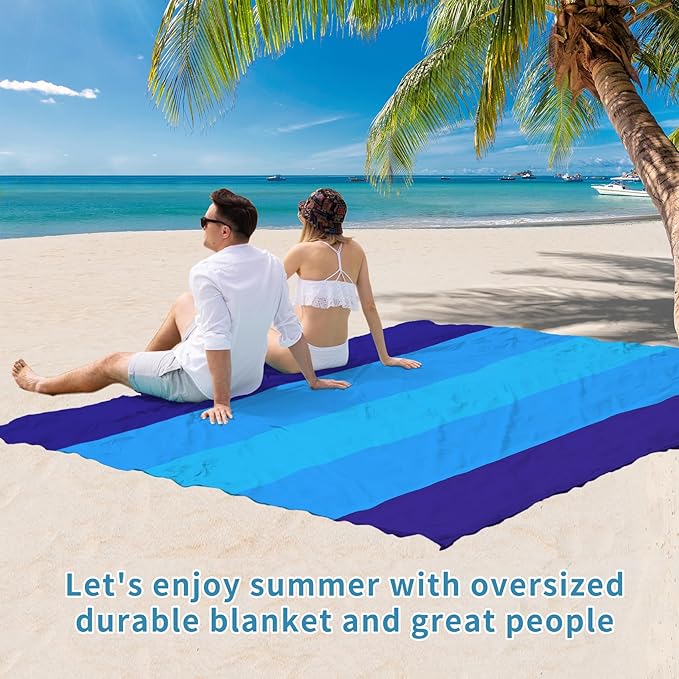 BYDOLL Beach Blanket Waterproof Sandproof 78''×110'' Suits1-7 Adults Compact Lightweight Oversized Sand-Free Blanket Large Picnic Mat for Beach Travel Camping Hiking