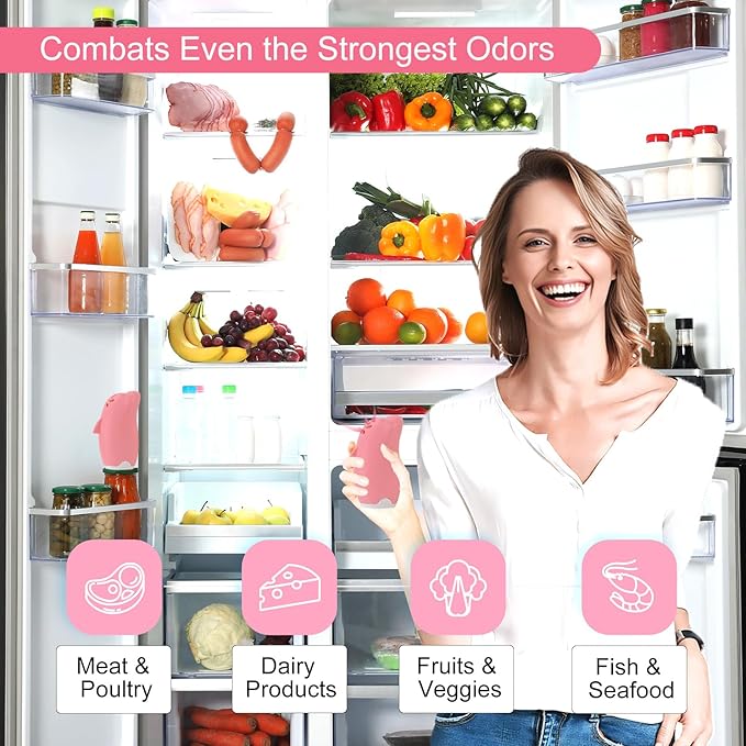 Asltw Dolphin Refrigerator Deodorizer, Refrigerator Odor Eliminator, Fridge Air Freshener, Multi-purpose Odor Eliminator for Home, Cute Gifts, Kitchen Gadgets Cute Kitchen Accessories (Pink)