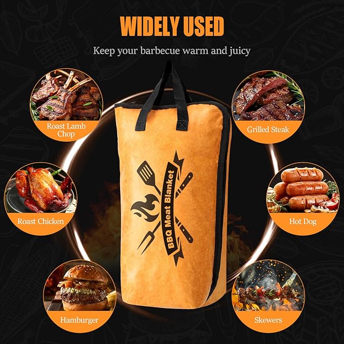 BBQ Blanket for Resting Meat, 22 in Smoker Meat Resting Blanket, Reusable Smoker Grilling Meat Insulated Resting Bag with Wide Mouth for Large Gifts for Men/Dad with Box, Brown