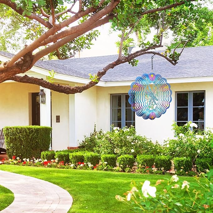 Dragonfly Metal Wind Spinners - Gifts for Women Mom Grandma Wife, Hanging Wind Spinner for Outdoor & Indoor Decorations, 12 inch Wind Spinner for Christmas Ornament Gifts