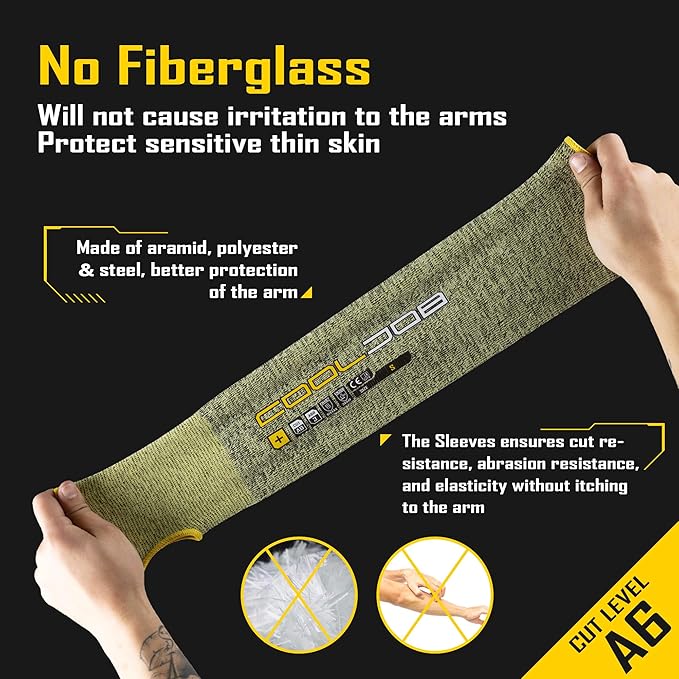 COOLJOB A6 Cut Resistant Sleeves for Gardening Pruning Fishing, 18” Arm Protection for Gardener Farmer, UPF 50+ Sun Protector