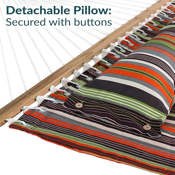Sunnydaze Quilted Outdoor Hammock with Spreader Bars - Heavy-Duty 450-Pound Capacity Double Hammock for Outside - Canyon Sunset