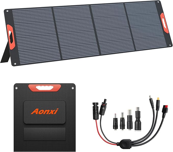 240W Portable Solar Panels for Power Station, 23.5% High Efficiency, 240 Watt Monocrystalline Foldable Solar Panel Charger with USB/20V DC Output Adjustable Kickstand for Camping, Off-Grid Living