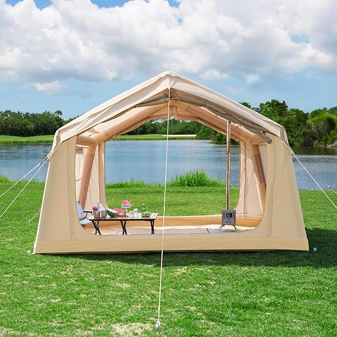 ABORON 2/6/8 Person Inflatable Camping Tent, Easy Setup Blow Up Tent with Hand Pump, PU3000mm Waterproof & Breathable 4 Season Glamping Tent for Outdoor Camping