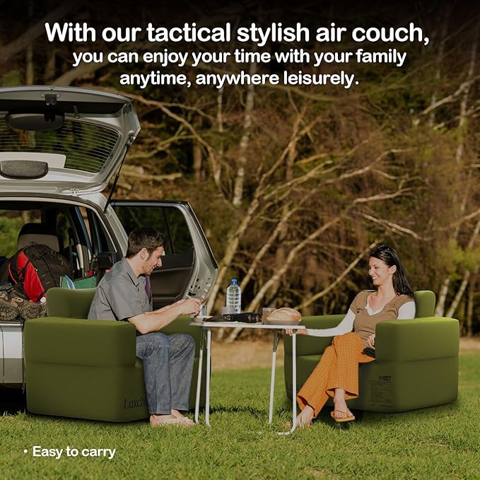 Inflatable Couch Premium Oxford Cloth Inflatable Sofa with Built-in Pump Rechargeable Portable Blow Up Couch for Camping Outdoor Travel Home Guests Backyard Patio