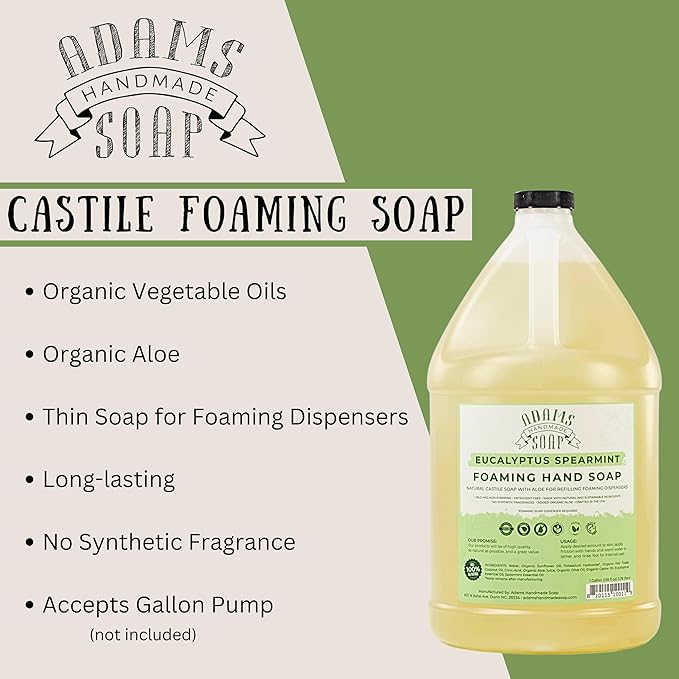 Adams Handmade Soap Liquid Foaming Soap 1 Gal - Euc Spearmint (Pack of 4)