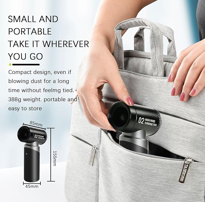 Compressed Air Duster 110000RPM, Powerful 3-Speed Cordless Electric Air Blower with Blow & Exhaust Mode for Car Drying, Deep Keyboard & PC Cleaning, Air Conditioner, Camping, Inflatables & BBQ