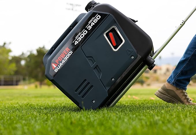 A-iPower Portable Inverter Generator Gas, 4300W RV Ready, EPA & CARB Compliant CO Sensor, Portable Light Weight With Telescopic Handle For Backup Home Use, Tailgating & Camping (SUA4300i)