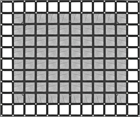 Heavy Duty 81" x 96" Truck Bed Cargo Net with Adjustable Cam Buckles & S-Hooks & Cross Strap,6.75' x 8' Cargo Net with 1500LBS Capacity for Pickup Truck Bed Trailer SUV Jeeps