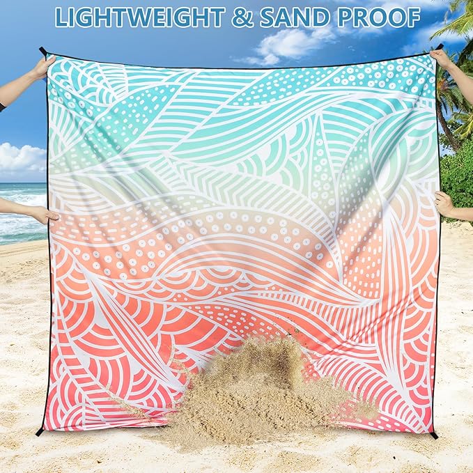 Beach Blanket Waterproof Sandproof Extra Large Beach Mat 79" X 83"/120"x108"for 1-8 Adults Quick Drying Durable Outdoor Picnic Mat for Beach Travel Camping Hiking