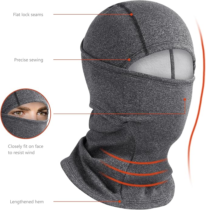 BASSDASH Winter Balaclava Fleece Ski Mask Ninja Hood Neck Warmer Fishing Hunting