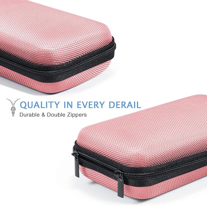 GLCON Cell Phone Carrying Case - Portable Hard EVA Charger Case - High Protection Small Zipper Travel Pouch Storage Bag Electronic Organizer for Battery, GPS, Hard Drive, Charging Cable, Cord - Pink