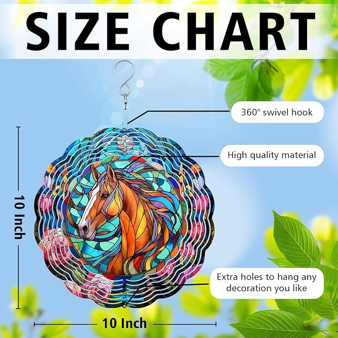 Horse Yard and Garden Wind Spinner, Unique 3D Hanging Horse Wind Spinner