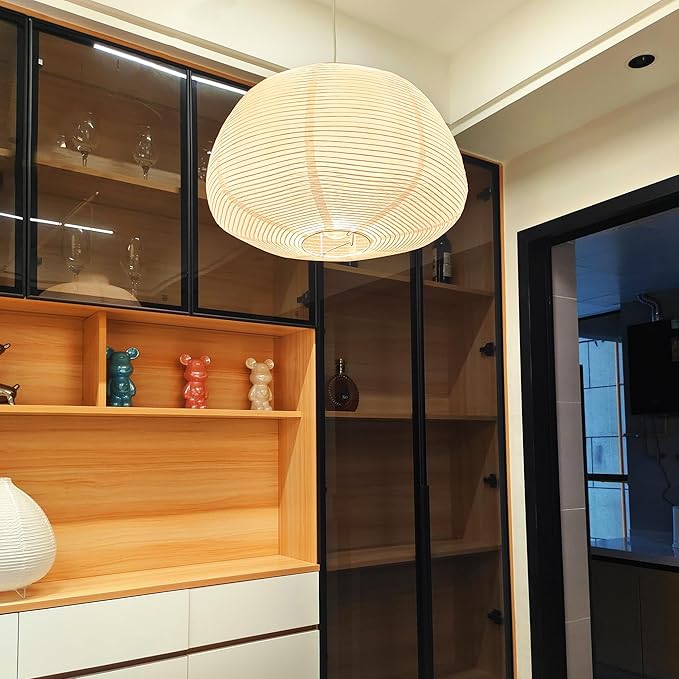 (17.72Inch) Medium Paper Lamp Shade, White Pomegranate Paper Pendant Lamp Shade, Handmade Foldable paper lantern for Indoor Ceiling Lighting Decor