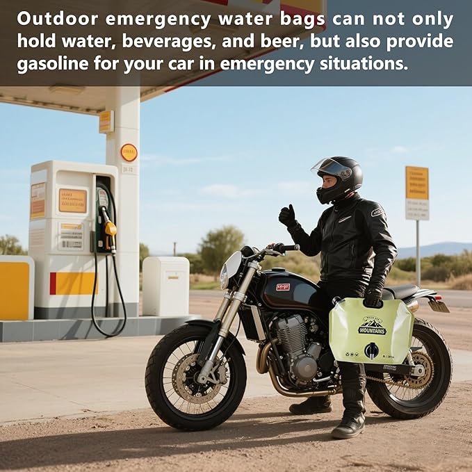 Collapsible 8L Water Storage Bag, BPA-Free Portable Folding Water Jug with Adjustable Faucet, Leakproof Emergency Water Bag for Camping, Hiking, Riding, Outdoor Sport (BEIGE&GREEN, 4)