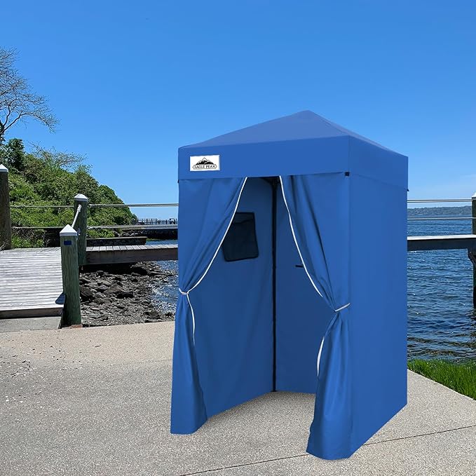EAGLE PEAK Flex Ultra Compact 4x4 Pop-up Canopy, Sun Shelter, Changing Room, Portable Privacy Canopy Cabana for Pool, Fashion Photoshoots, or Camping, Blue