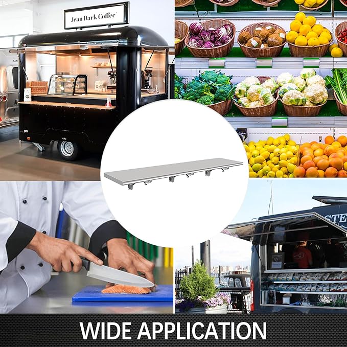 70'' L x 12''W Folding Concession Shelf- Stainless Steel Food Shelf Stand Serving for Concession Serving Window