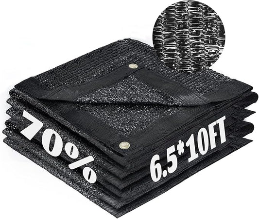 Cool Area 70% Sun Shade Cloth Mesh Tarp with Grommets for Plant Cover 6.5x10ft Patio Canopy Garden Pergola Greenhouse Car Barn Kennel Black