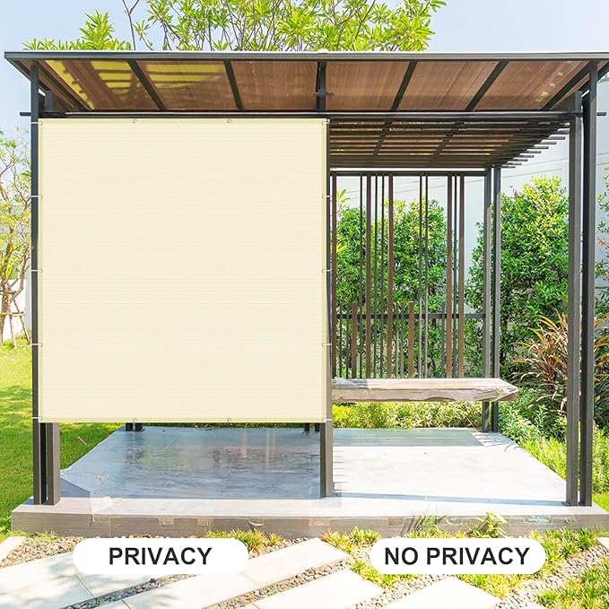 Cool Area Sun Shade Cloth with Grommets 8×20 FT Shade Panel Shade Tarp Screen Fabic for Outdoor Patio Pergola Cover Deck Garden, Butter Cream (Customized)