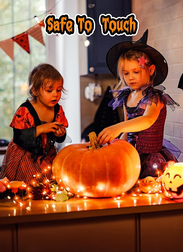 Halloween USB Fairy Lights Plug in, 33Ft 100 LED Twinkle String Lights with Remote and Timer, Waterproof 8 Modes for Bedroom Home Party Ghost Haunted House Indoor Outdoor Decorations, Orange